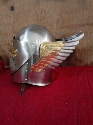 Medieval Viking Steel Knight Engraved Brass Barbuda Arm Wing Gage Helmet Gift