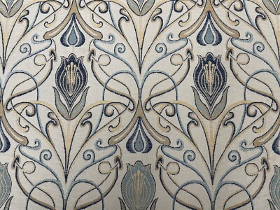 Distelknospe Nouveaux/Deko Jacquard blau gold Vorhang Rollo Polsterstoff