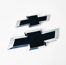 New 2011-2014 Chevy Cruze Black Front Rear Bowtie Emblem Set