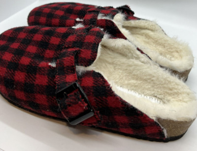 MADDEN GIRL size 5 shoes Plaid Faux Fur Lined Mule Clogs women's Prance Buffalo