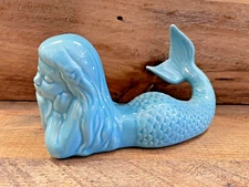 Mermaid Light Blue Ceramic Figurine 6.5" x 4"