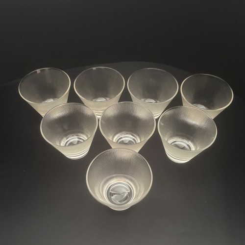 Set 8 Norse Clear Punch Cups Fine Rib Vintage Mid Century Federal Glass - Picture 3 of 6