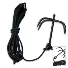Grappling Hook + Cord Rope Black Stainless Steel Outdoor Climbing Ninja Survival