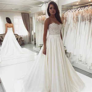 ivory a line wedding dress