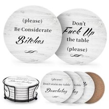 White Elephant Gifts for Adults, Funny Coasters Set of 6 with Holder Christmas