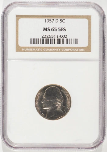 1957-D Jefferson Nickel 5c NGC MS65 FS 5FS 5 Full steps 2226511-002