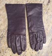 Vintage Size S 6.5 Brown Pierced Leather Knit Lined 10" Gloves Fownes