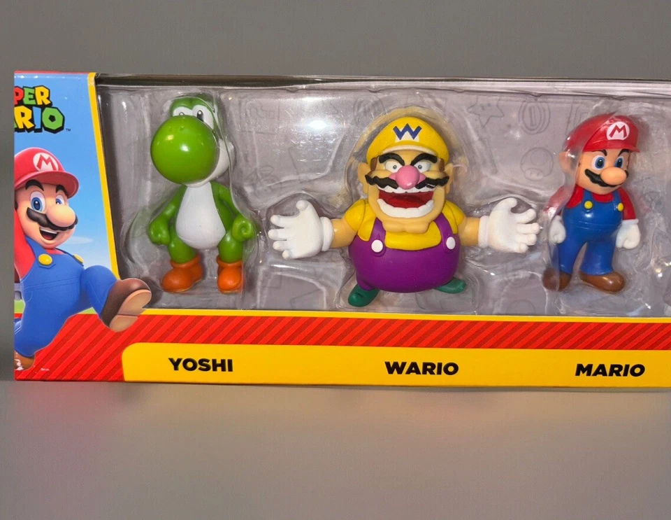 Super Mario Wario Waluigi Yoshi Mario Luigi 2.5" pacote com 5 mini bonecos Jakks - Imagem 4 de 4
