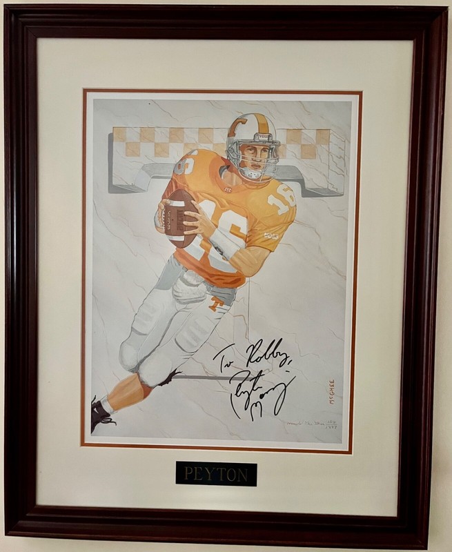 Limited Edition Framed Print Signed - Peyton Manning Tennessee Volunteers