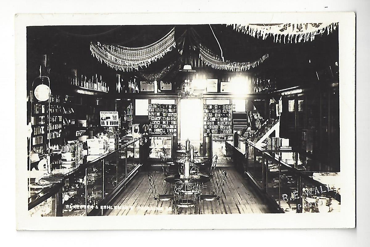 Blaesser & Eshleman General Store, Paullina, Iowa RPPC Postcard Racks