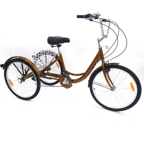 24" Dreirad Für Erwachsene Senioren 6 Gang 3-Räd-Fahrrad mit Rückenlehne & Korb - Bild 6 von 11