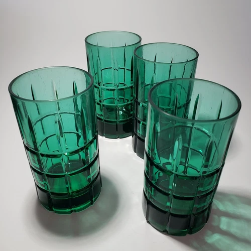 Anchor Hocking Tartan Emerald Dark Green 5¼” Beverage Tumbler 12 Oz. 4 Ct Heavy
