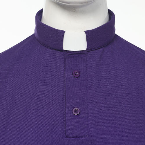 T-Shirt Herren Klerus Poloshirt Priester Vikar Pastor Tops mit Kleriker Tab Kragen - Bild 22 von 38