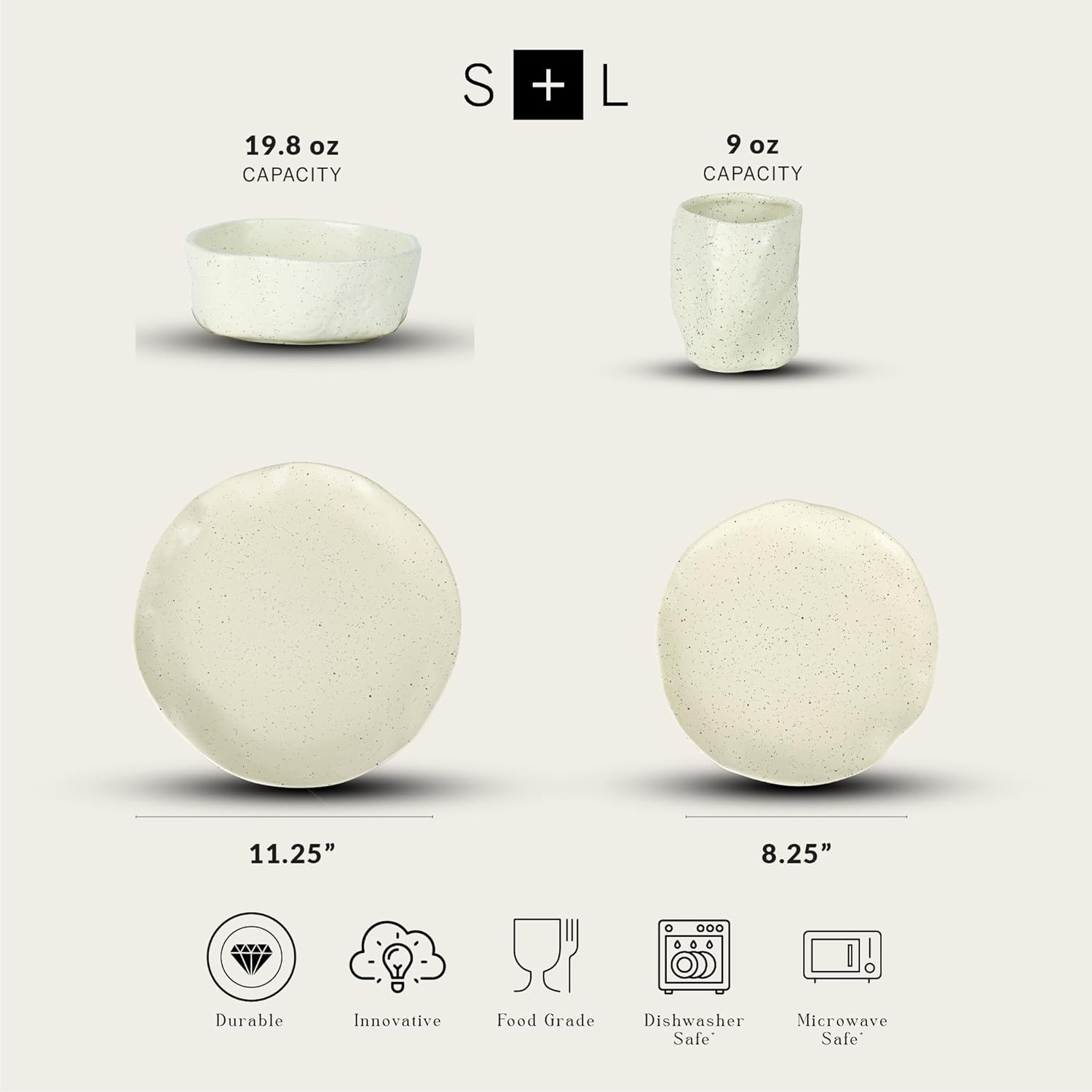 Atik Modern Stoneware 16-Piece Dinnerware Set, Plate and Bowl Set, Dish Set for