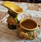 2 Pieces Roseville "Peony" Pottery Without Damage 170 6" 661 3" Mid Century