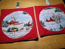 Pot Holders Set Of 2 Christmas Farm Pot Holders