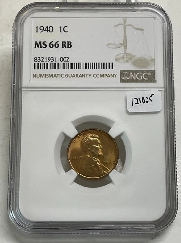 1940 Lincoln Wheat Cent / Penny 1c NGC MS 66 RB US Coin