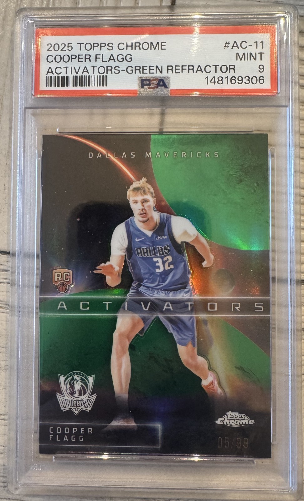 2025 Topps Chrome Cooper Flagg Activators Green Refractor RC #'d 05/99 PSA 9