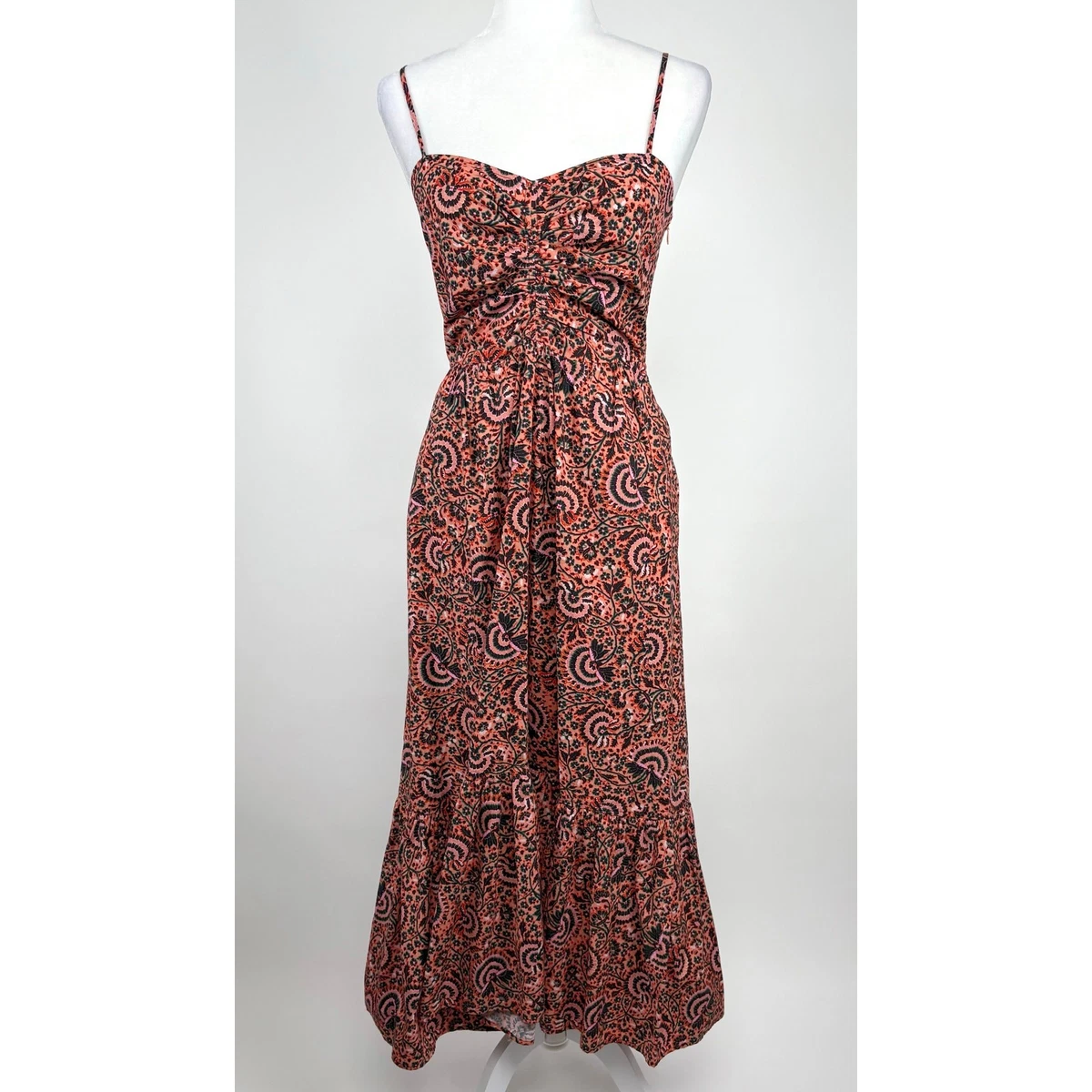 strapless open back dress A.L.C. Sienna Halter Strappy Tan Satin Slip Midi Dress  The Closet New York