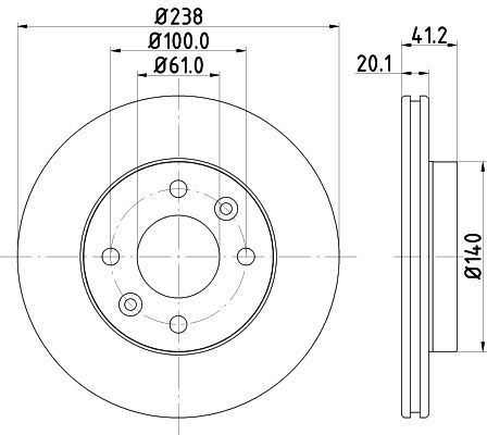 HELLA 8DD 355 101-261 BRAKE DISC Front (PAIR)