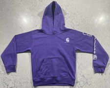 Carhartt Hoodie Youth Girls XS 7 Purple Fleece Warm Sweatshirt Pullover Logo