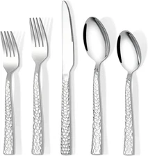 20-Piece Hammered Silverware Set, Food-Grade Stainless Steel Flatware Set for 4,