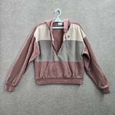 Victoria's Secret PINK Women Hoodie S Mauve P Embroidery Colorblock Fleece