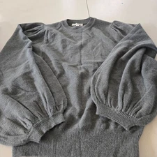 GRADE & GATHER WOMENS MEDIUM OLIVE GREEN PULLOVER SWEATER W/ BALLOON SLEEVES