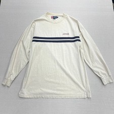 Chaps Ralph Lauren Long Sleeve Shirt XL Cream Stripe Embroidered Logo Tee