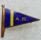 Blue A.B. Pennant Flag with Yellow Stripe Enamel Pin Badge