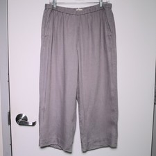 EILEEN FISHER - Gray 100 Organic Linen Wide Leg Crop Pants - Women's Medium, PM