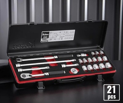 Koken 3286Z 3/8'' (9.5mm) Z-EAL Socket Wrench Set of 21 Tools w/Black Metal Case