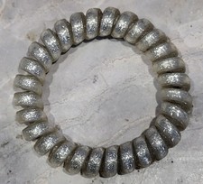 Silver Glitter Plastic Spiral Wrist Coil Keychain Spring Key Holder Shiny
