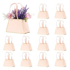 12 Pcs Flower Gift Bags Bouquet Wrapping Bag Paper Bouquet Bag Boxes Light Pink