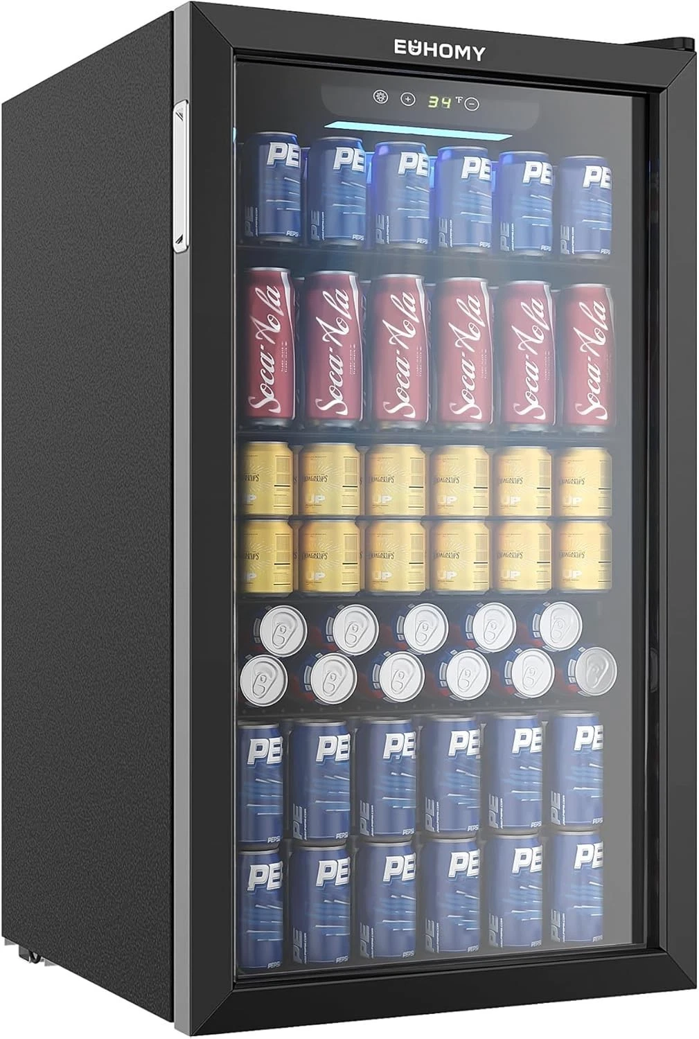 Beverage Refrigerator Cooler 125 Can Mini Fridge W/ Glass Door Soda