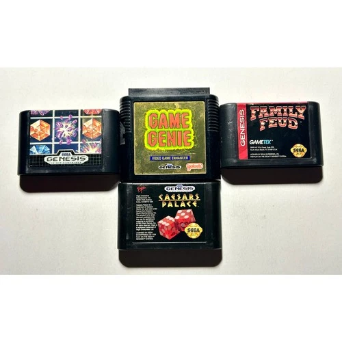Sega Genesis Strategy game bundle➕Game Genie Video Game lot🔥Works! Authentic