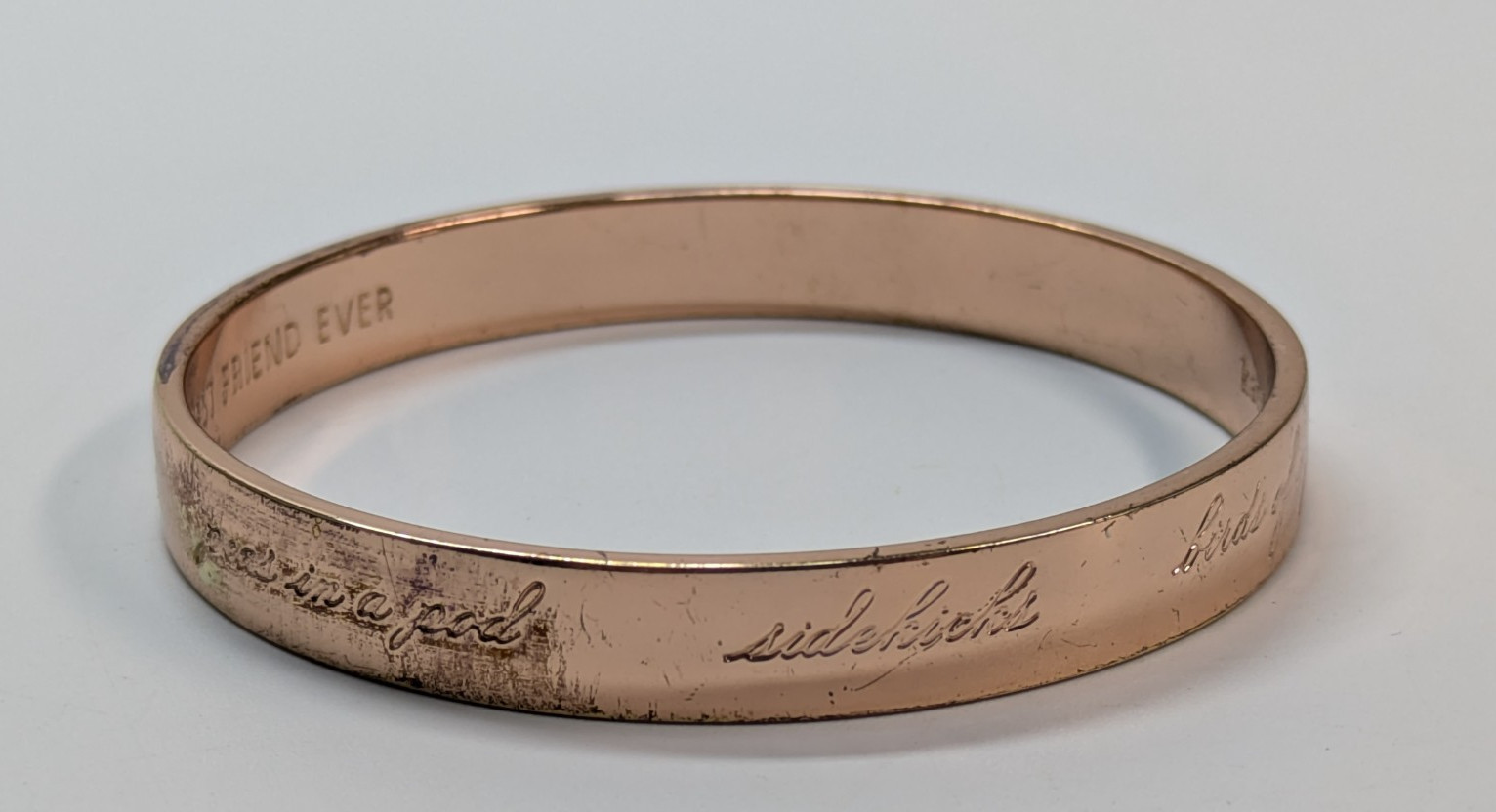 Kate Spade New York Rose Gold Best Friend Ever Bangle 3/8" Wide Bracelet thumbnail 6