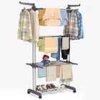 Bigzzia Clothes Drying Rack Folding Clothing 4 Tier 4 Tier, Gray 