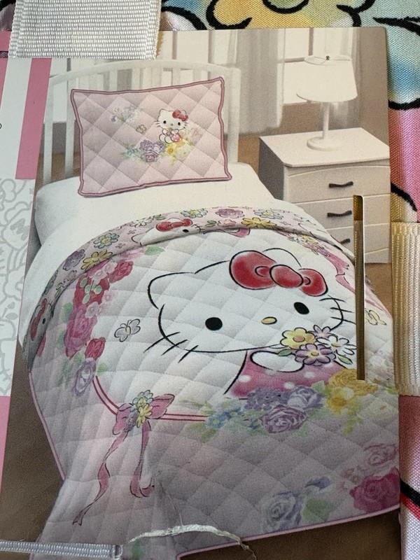 NEW HELLO KITTY SET Quilt Comforter BED Cover Sham TWIN Cute Flower Daughter Gir