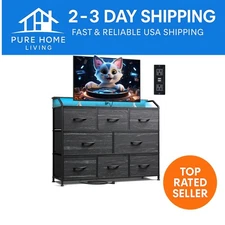 Versatile 8-Drawer Chest with LED Lights & Power Outlet - Modern Home Essential
