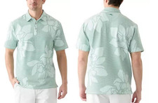 Tommy Bahama Mens Costa Wave Grande Printed Polo Shirt in Misty Field Size XLT