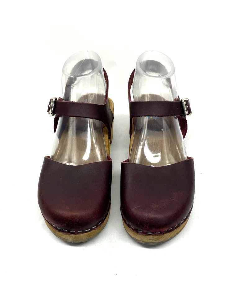 Zuecos suecos de madera Mia 1976 Sofia talla EU 38/US 7,5 cuero borgoña sorbo Foto 3 de 4
