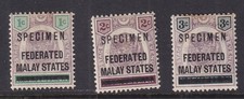 FEDERATED MALAY STATES, 1900 on Negri Sembilan 1c, 2c 3c. set of 3 SPECIMEN, mng