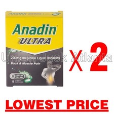 Anadin Ultra 8 liquid capsules x 2 boxes exp 10/2027 - LOWEST PRICE
