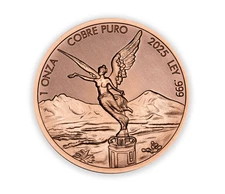2025 Mexico LIBERTAD TRIBUTE – 1 TROY OUNCE .999 Fine Copper Bu ~Intaglio