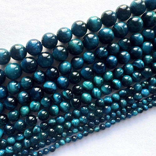 AA Lake Blue Tiger Eye Round Beads 15.5" Strand 4mm 6mm 8mm 10mm 12mm