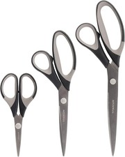 Titanium Softgrip Scissors Set - 3 Pack for Sewing, Crafts, Office