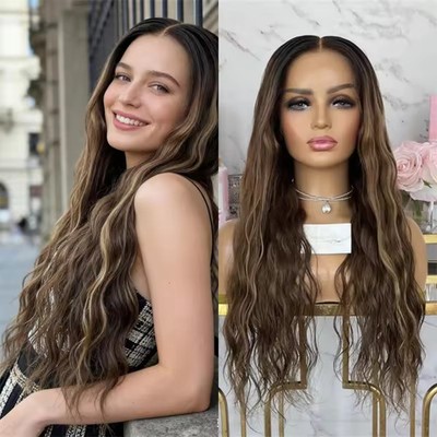 Water Wave Wig 13x4 Ombre Brown Balayage Highlights Hd Lace Front Human Hair Wig
