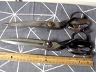 PAIR OF RUGGED ANTIQUE 12" TAYLOR SHEARS (1) R. HEINISCH, (1) OTHER SIMILAR