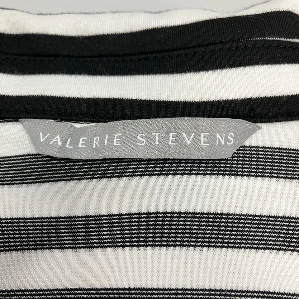 Chaqueta Blazer Valerie Stevens Mujer Blanco y Negro Rayas Relajada Frente Abierto L Foto 3 de 4